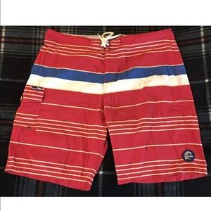O'Neill Retro Red Striped Board Shorts Size 36